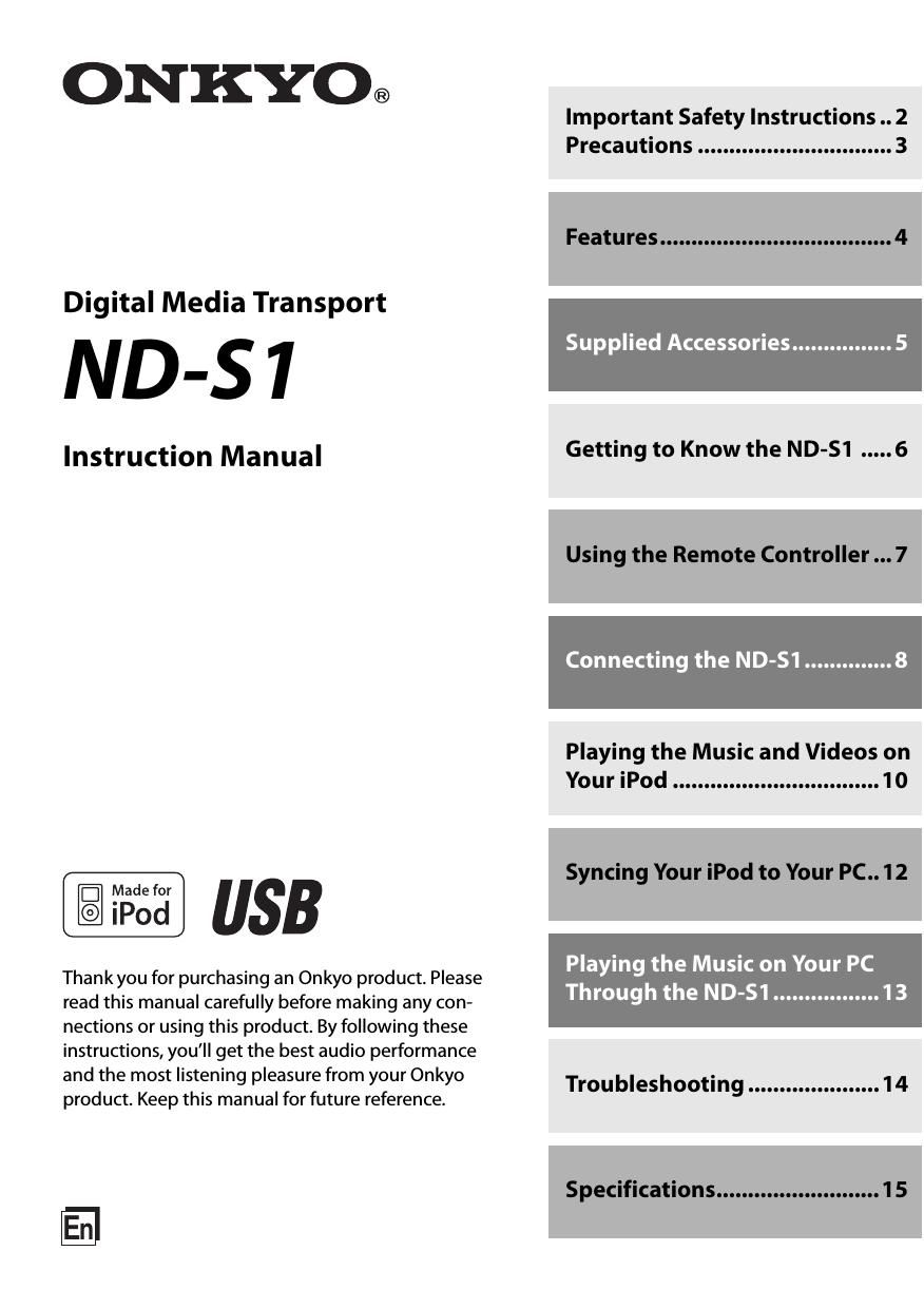 Onkyo NDS 1 Owners Manual