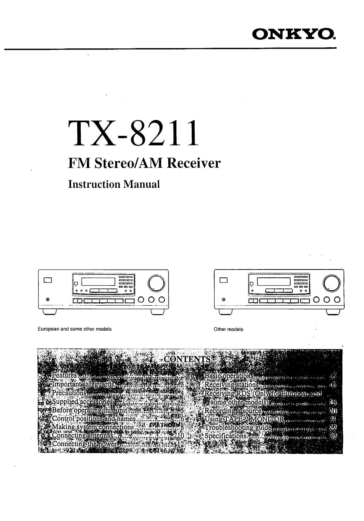 Onkyo TX 8211 Owners Manual