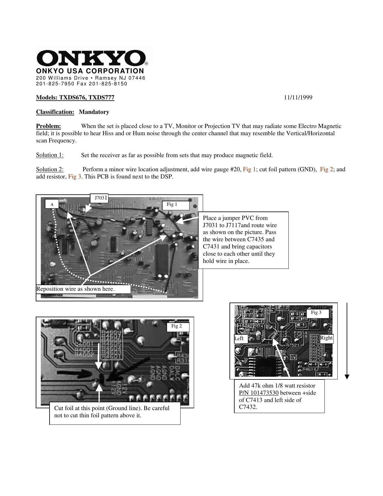 Onkyo TXDS 777 Service Information