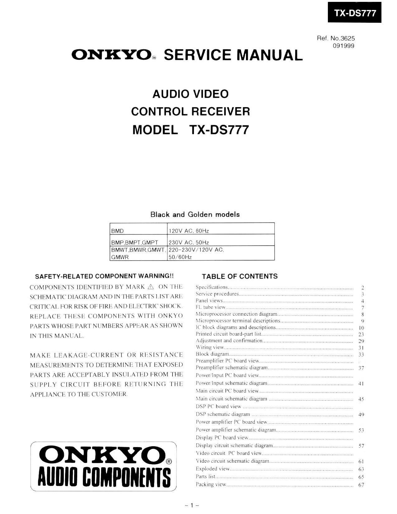 Onkyo TXDS 777 Service Manual