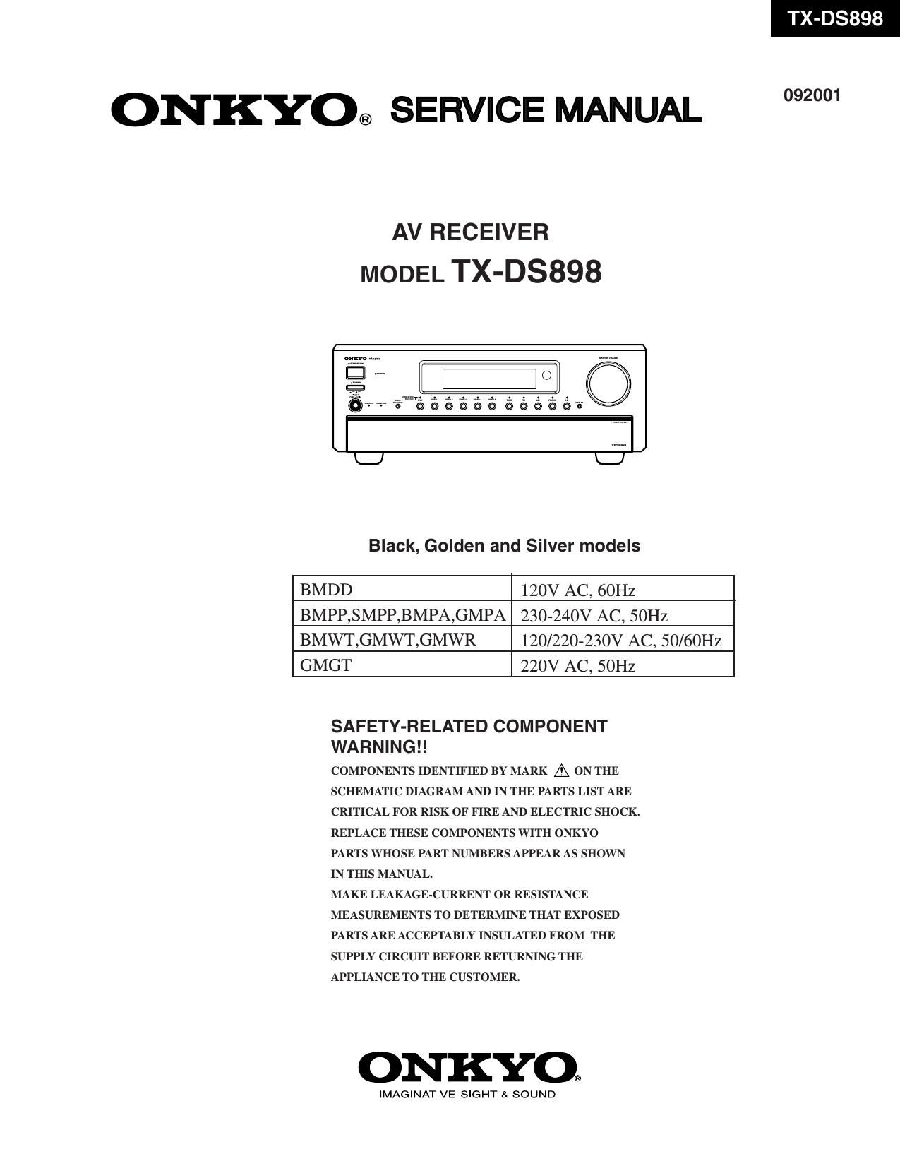 Onkyo TXDS 898 Service Manual