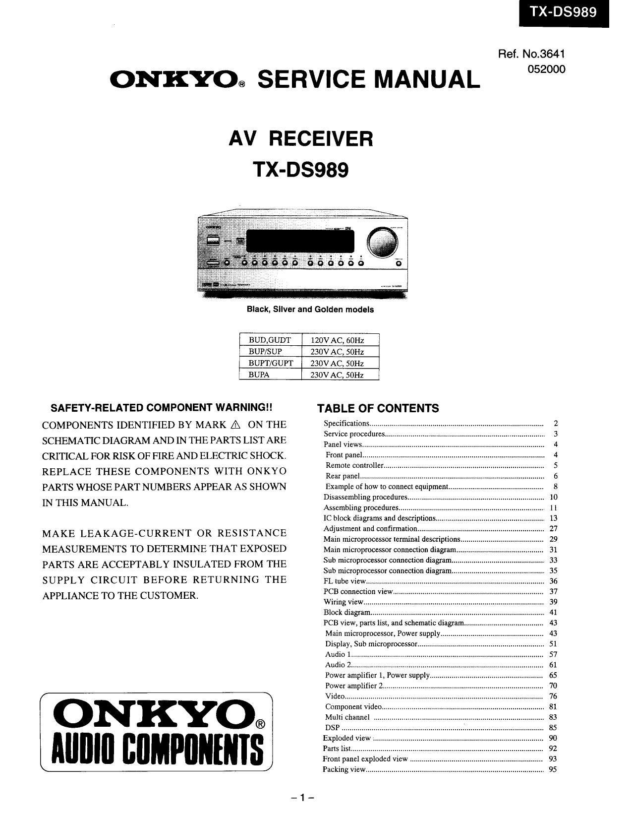 Onkyo TXDS 989 Service Manual