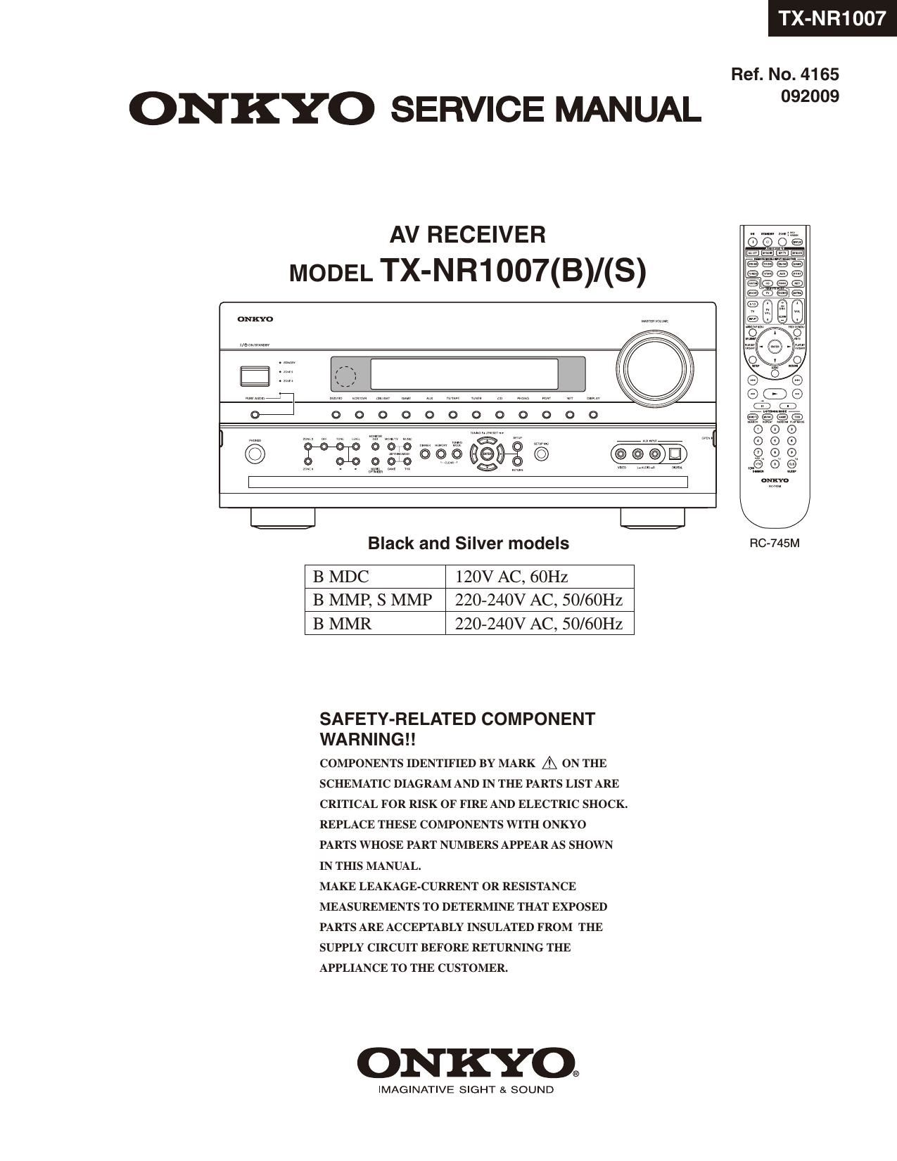 Onkyo TXNR 1007 Service Manual 2