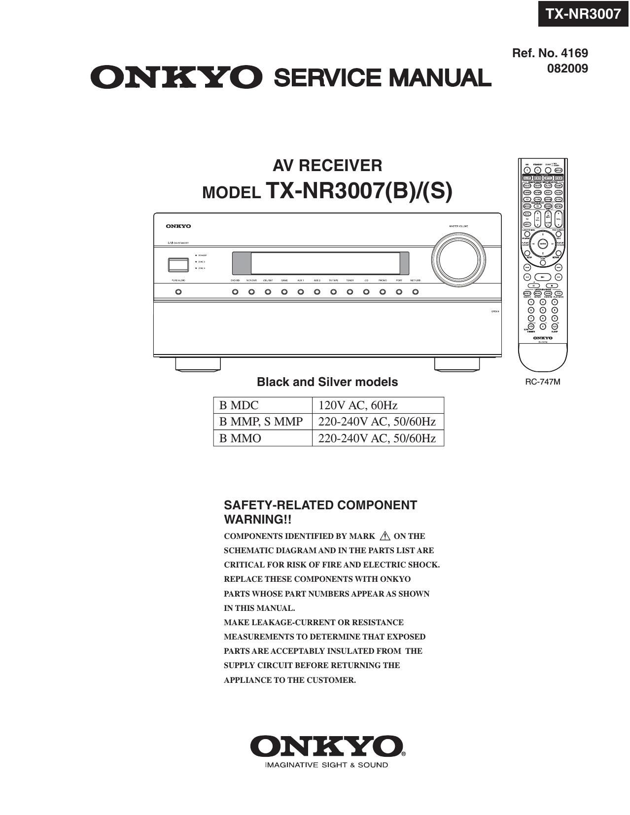 Onkyo TXNR 3007 Service Manual