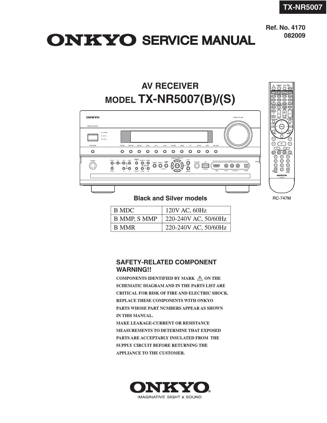 Onkyo TXNR 5007 Service Manual