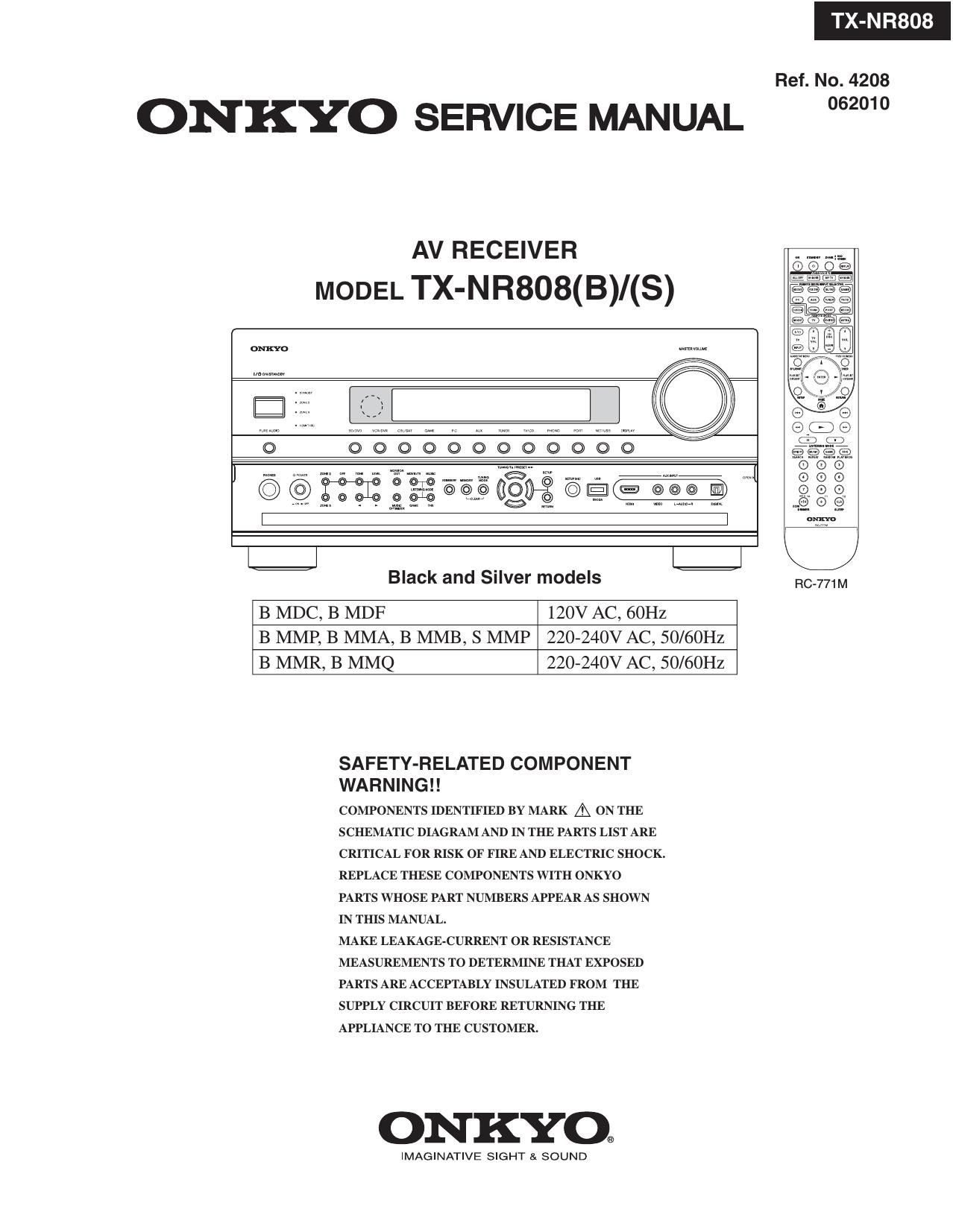 Onkyo TXNR 808 Service Manual