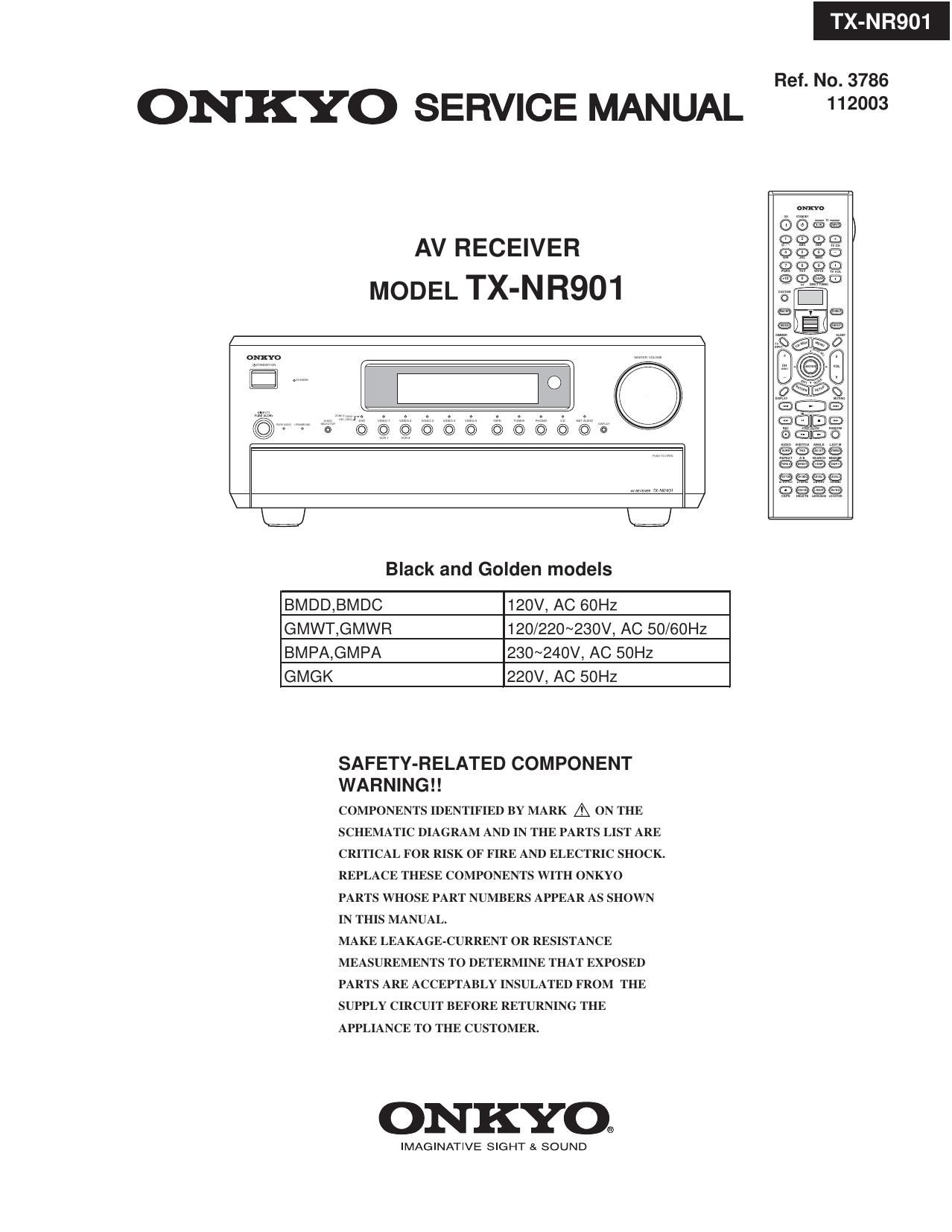 Onkyo TXNR 901 Service Manual