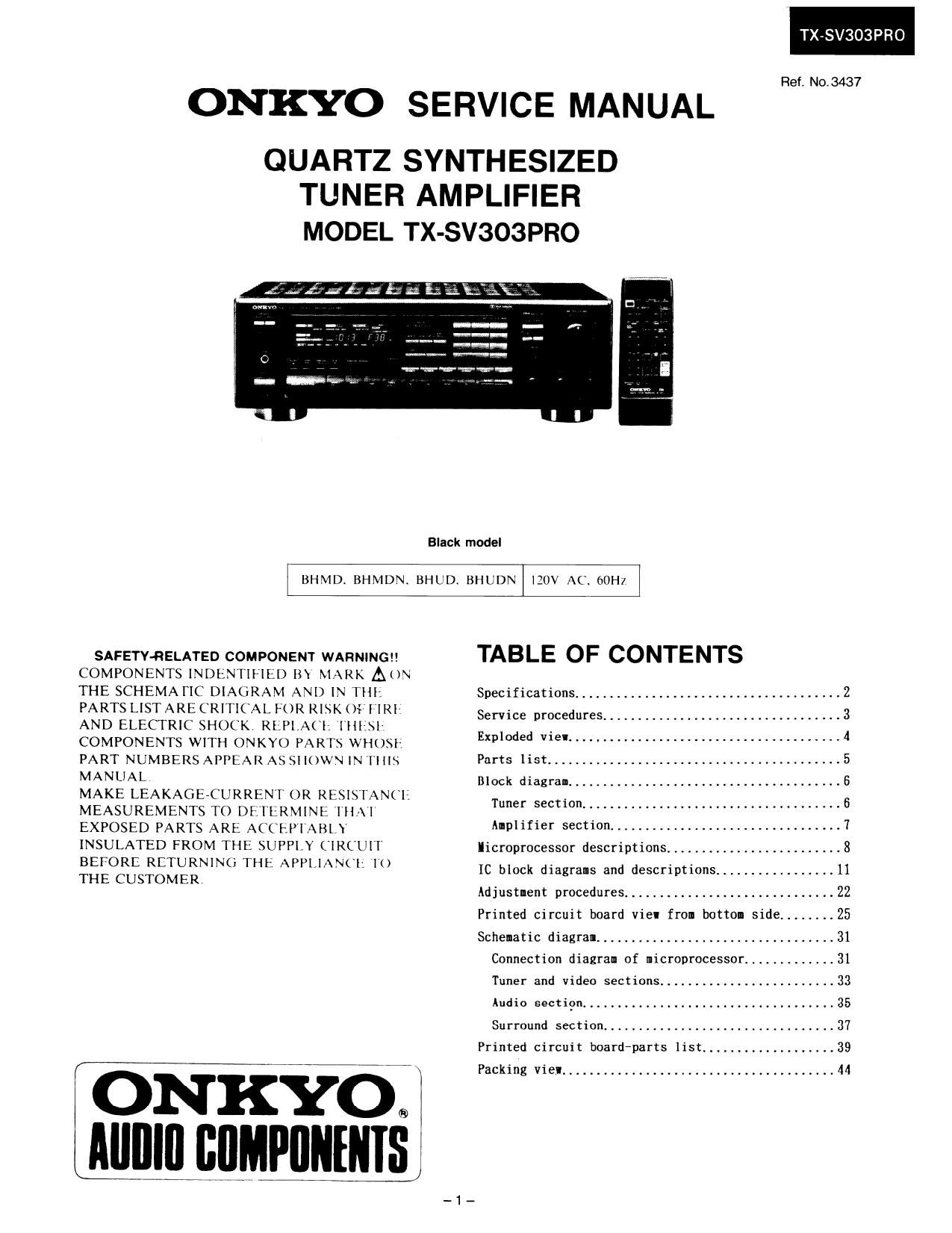 Onkyo TXSV 303 PRO Service Manual