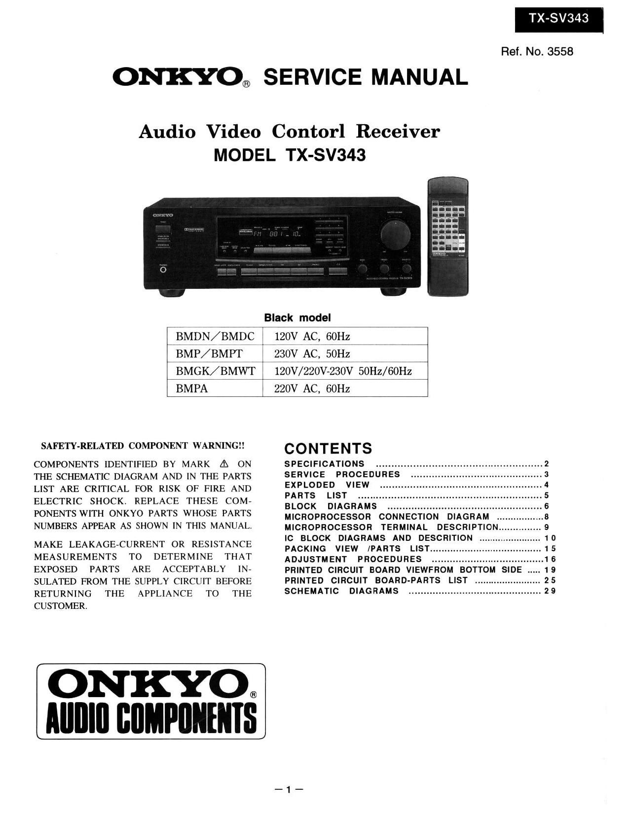 Onkyo TXSV 343 Service Manual