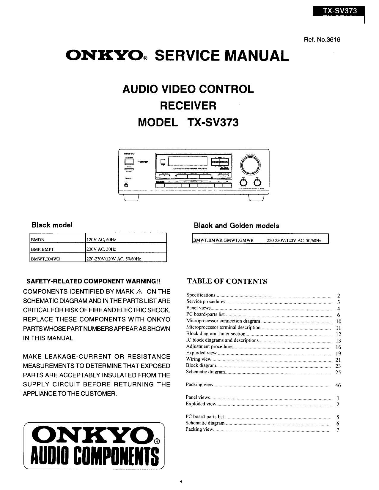 Onkyo TXSV 373 Service Manual