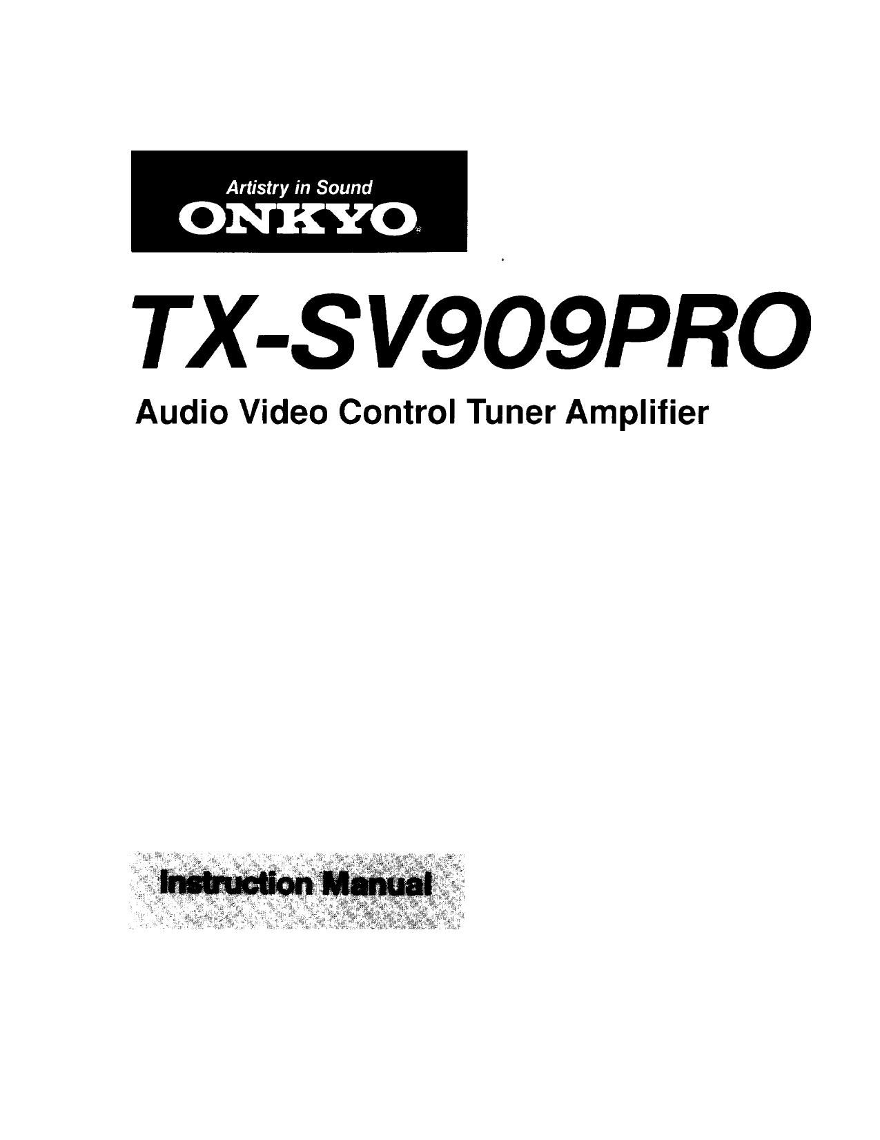 Onkyo TXSV 909 PRO Service Manual