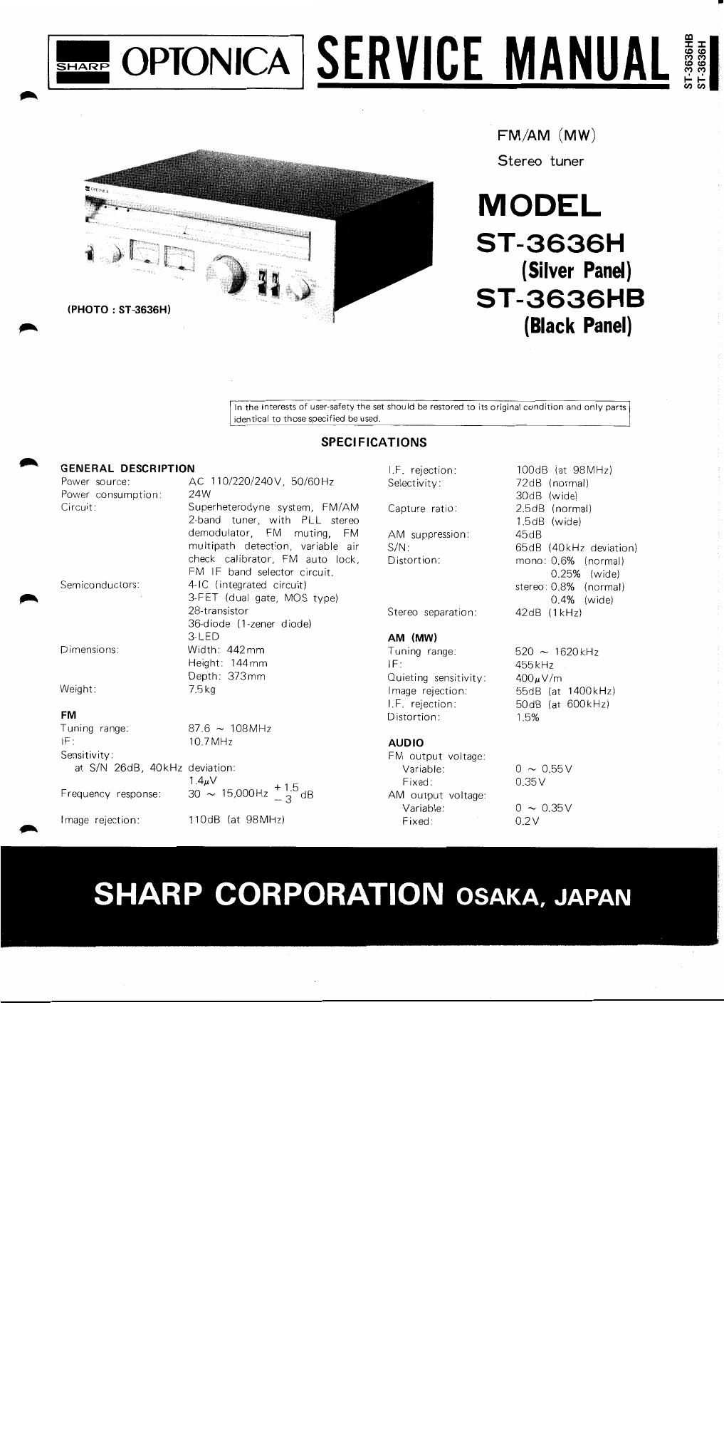 optonica st 3636 h service manual