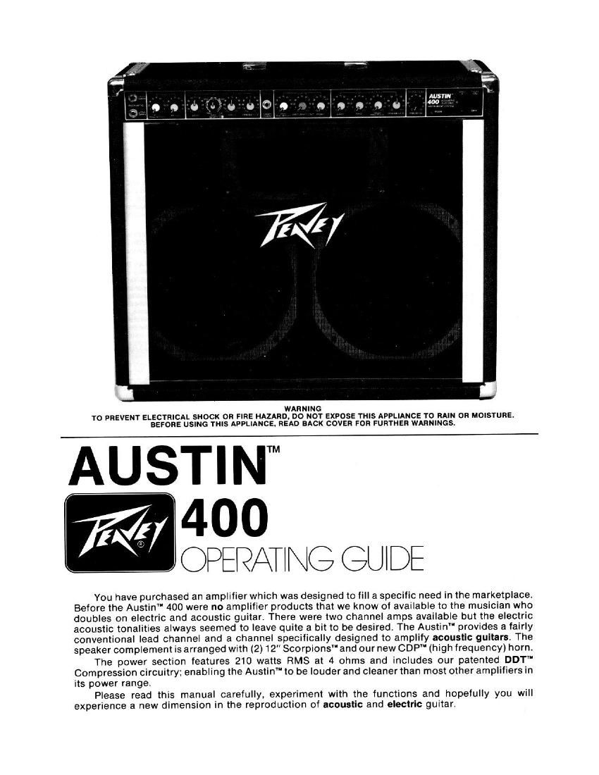 Peavey Austin 400 Owners Manual