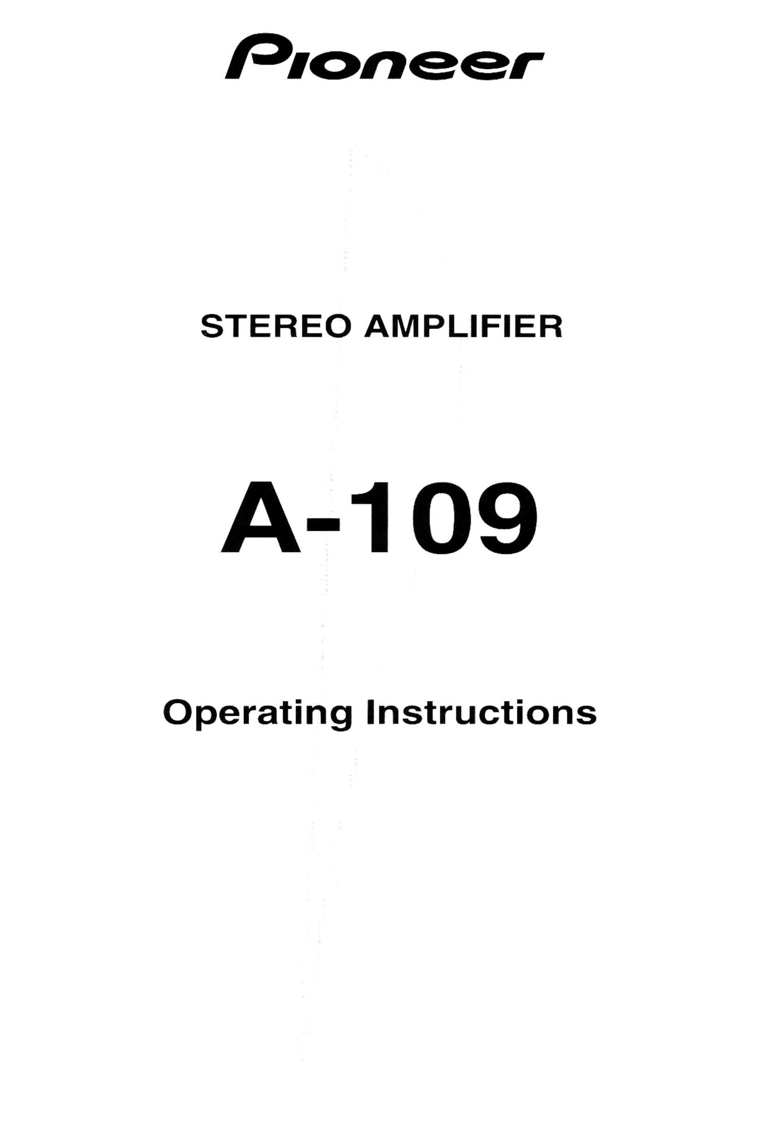 pioneer a 109 owners manual