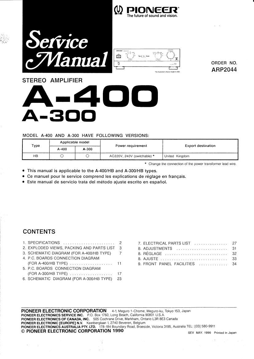 pioneer a 400 service manual