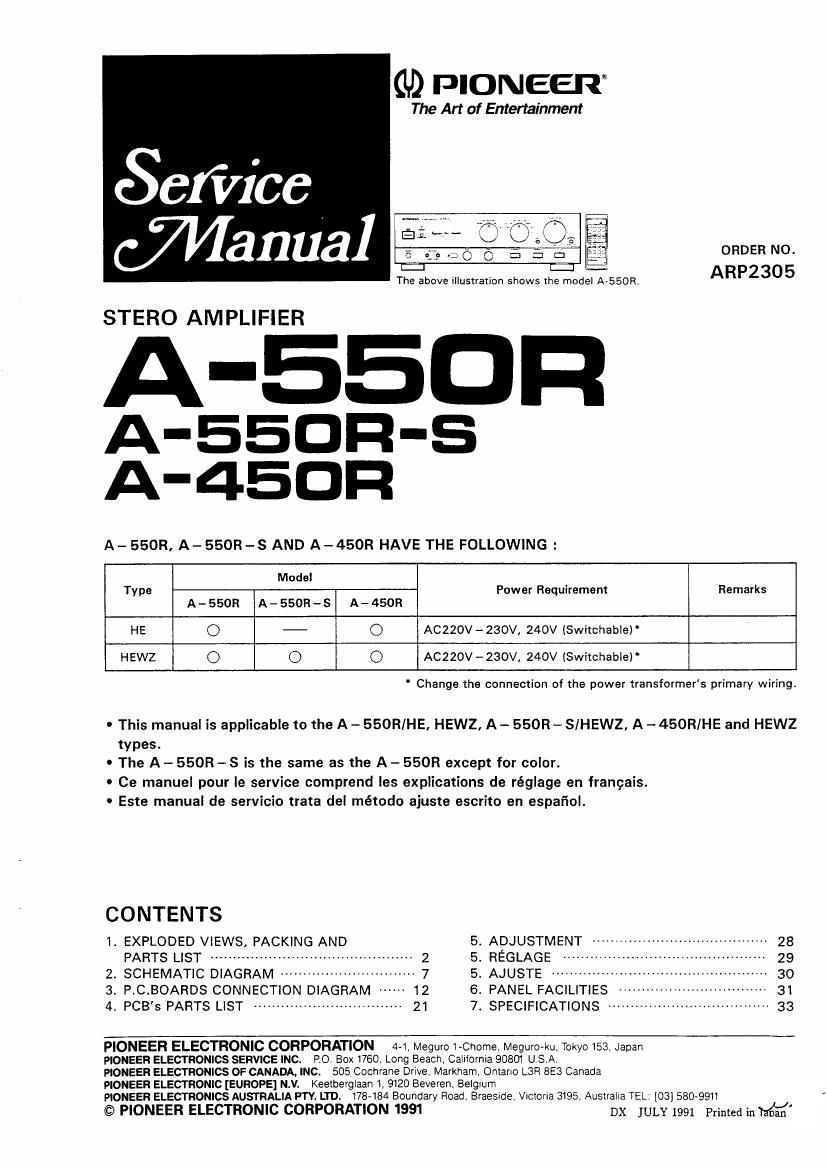 pioneer a 450 r service manual