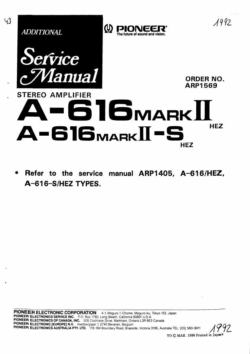 pioneer a 616 s mk2 service manual