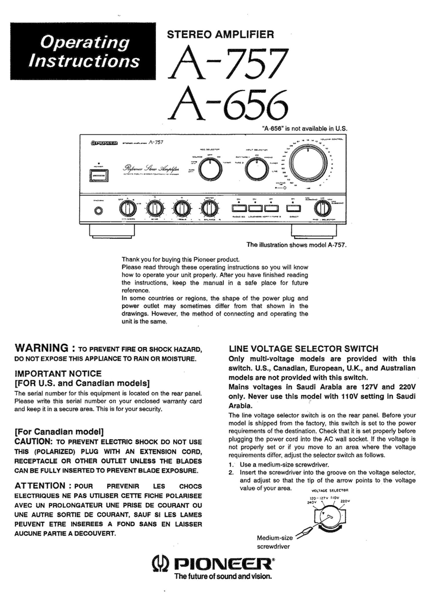 pioneer a 656 owners manual