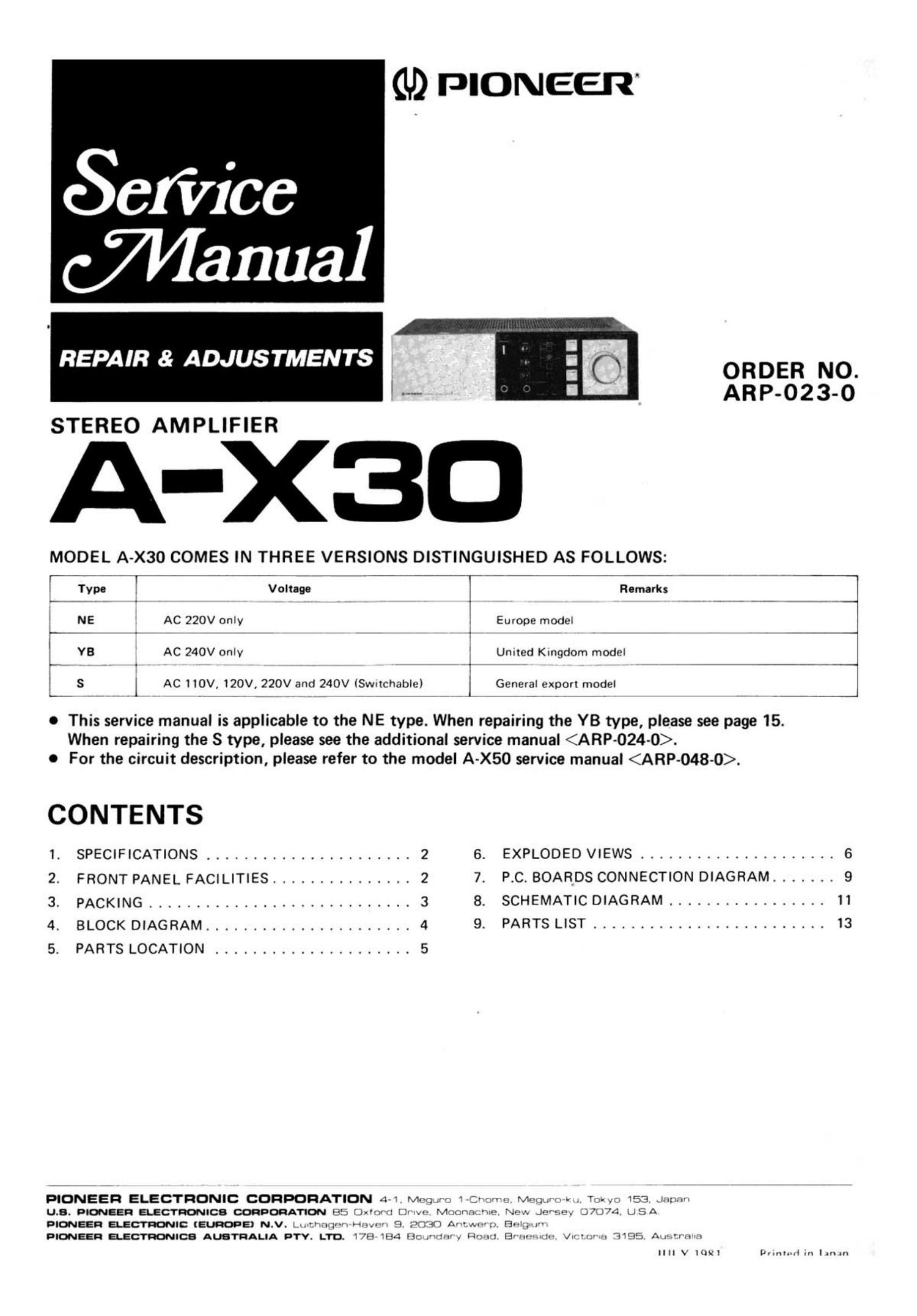 pioneer ax 30 schematic