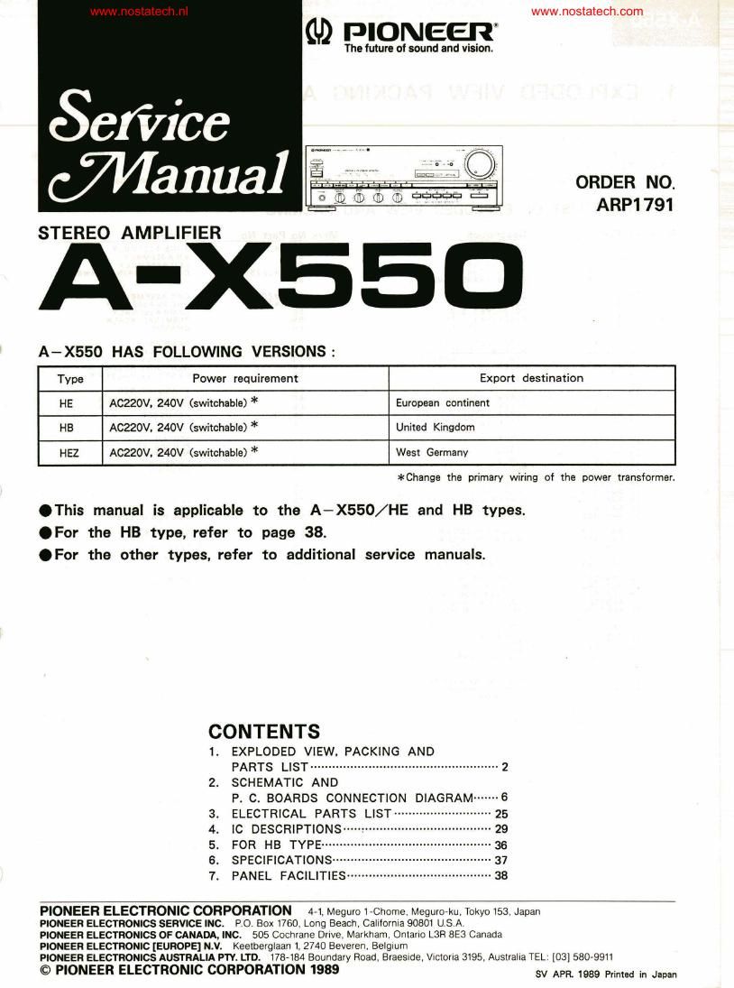 pioneer ax 550 service manual