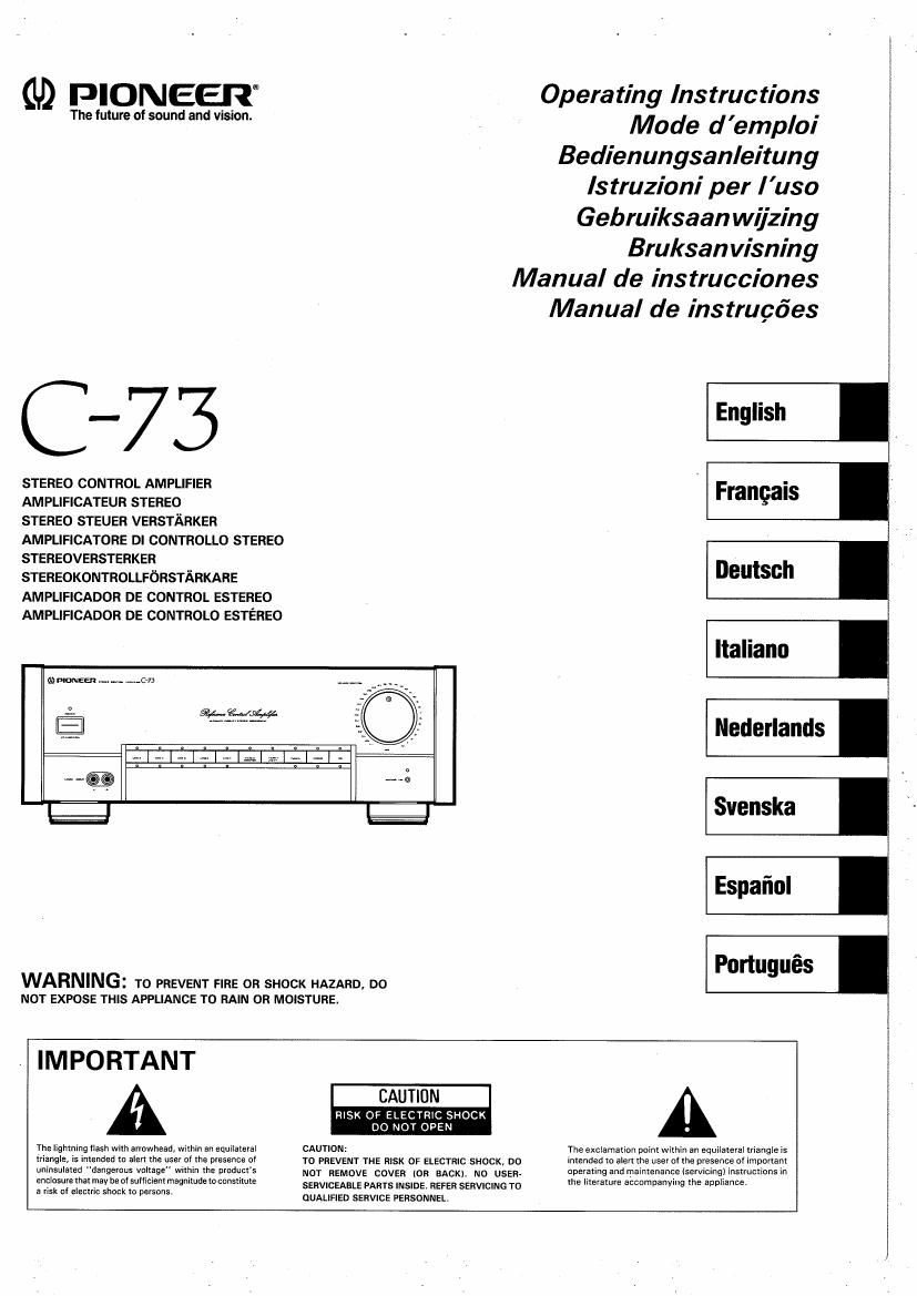 pioneer c 73 owners manual