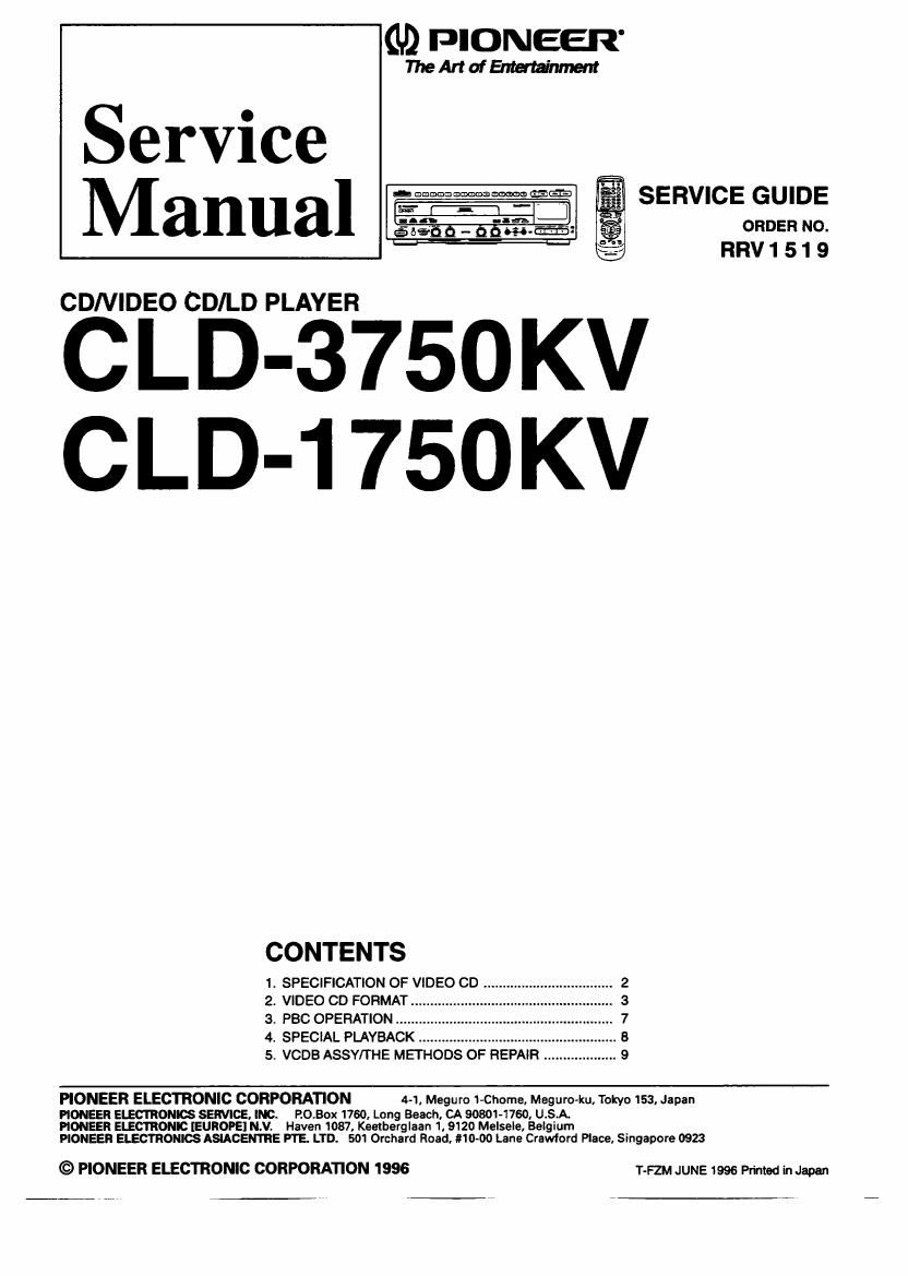 pioneer cld 3750 kv service manual