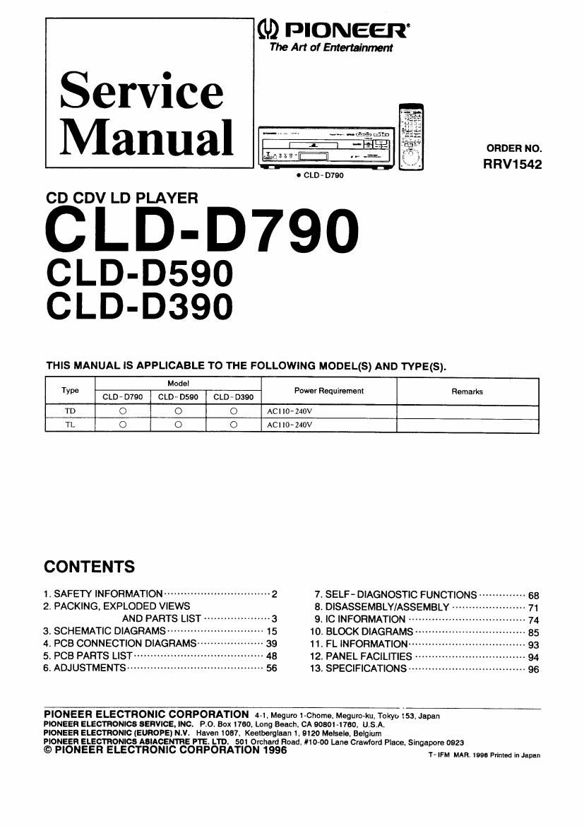 pioneer cld d790 service manual