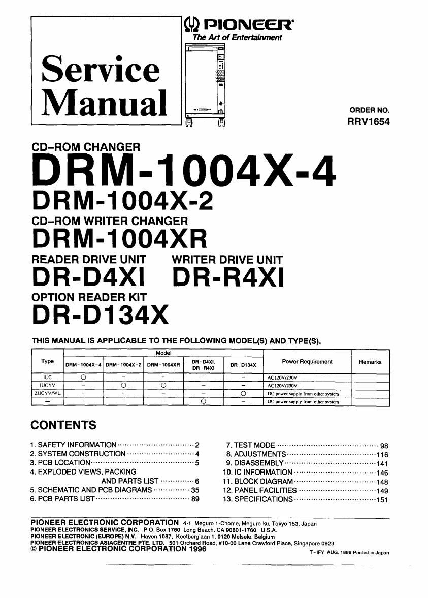 pioneer drm 1004 x 2 service manual