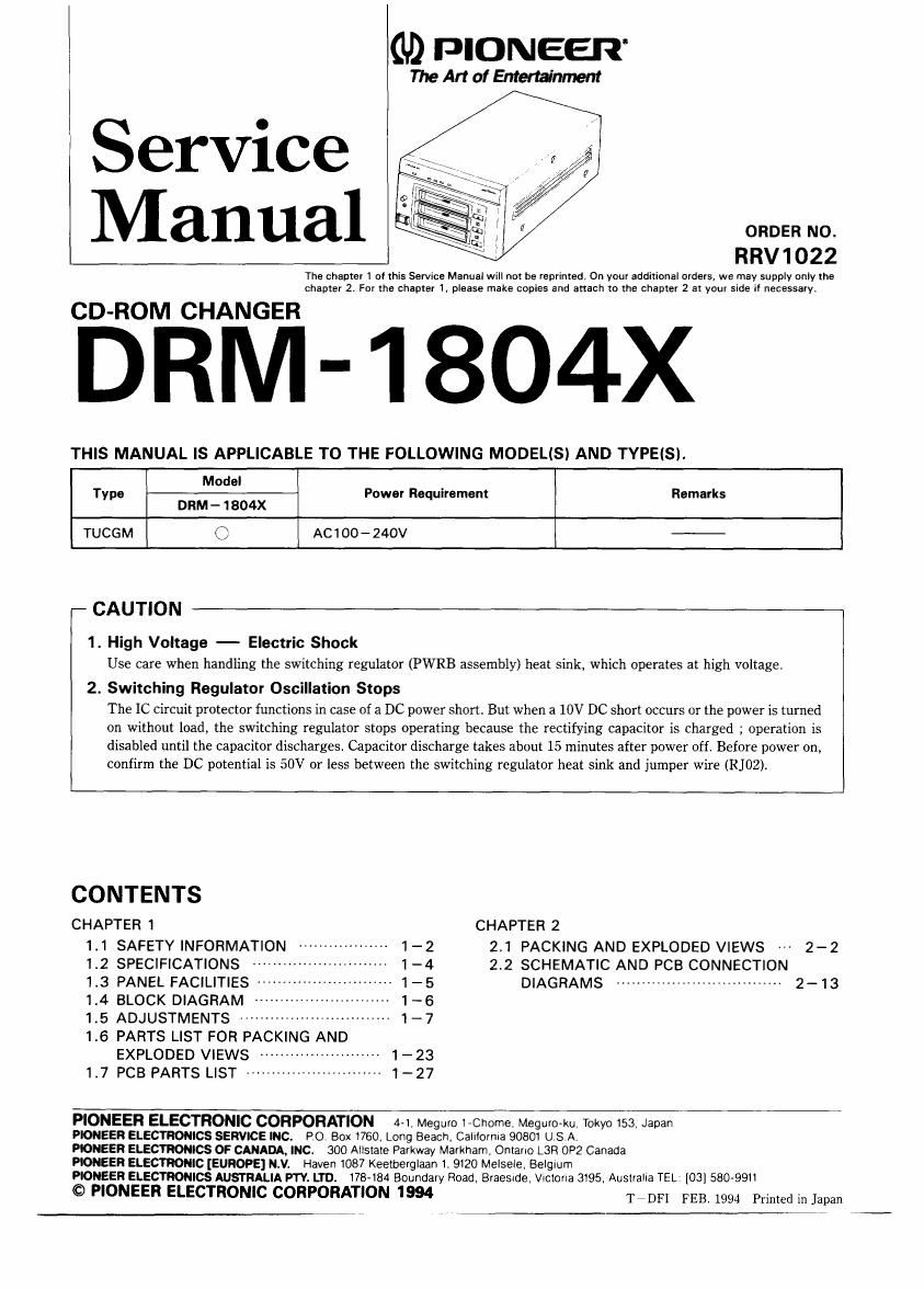 pioneer drm 1804 x service manual