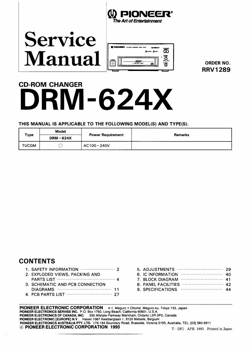 pioneer drm 624 x service manual