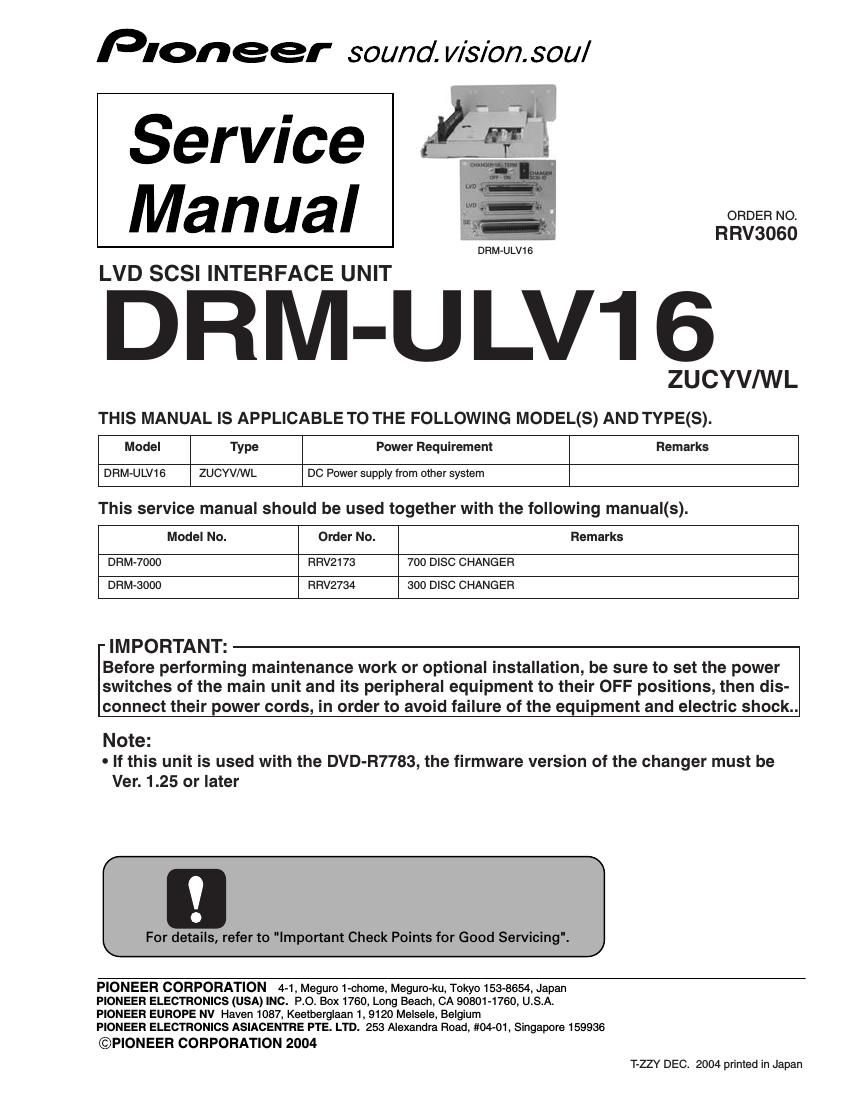 pioneer drmulv 16 service manual