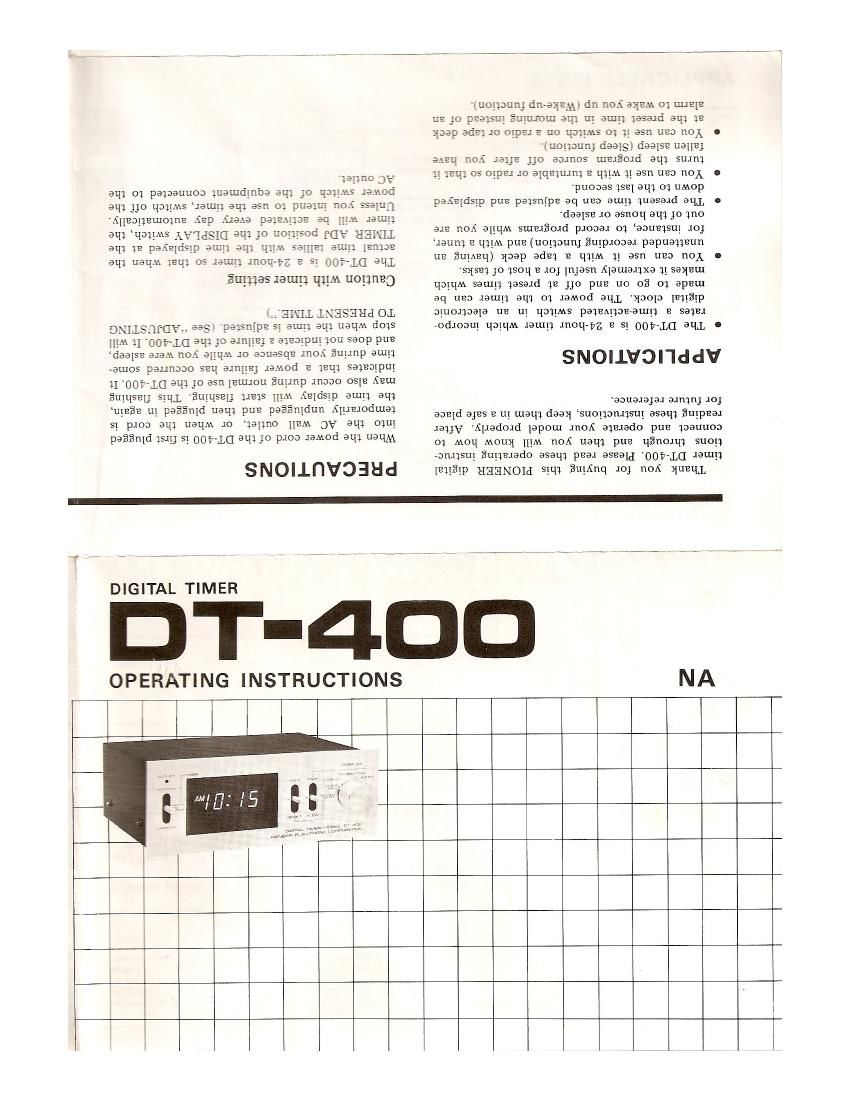 pioneer dt 400 owners manual