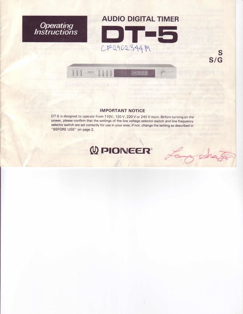 pioneer dt 5 owners manual