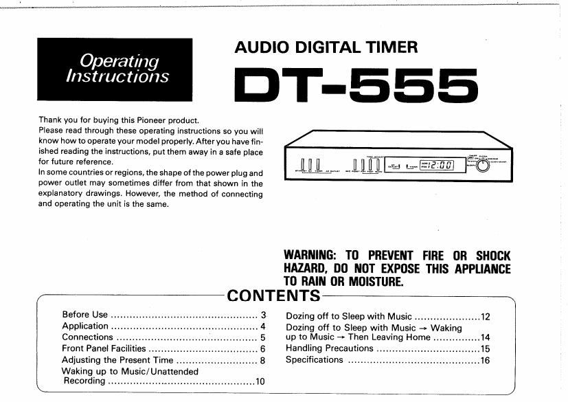 pioneer dt 555 owners manual