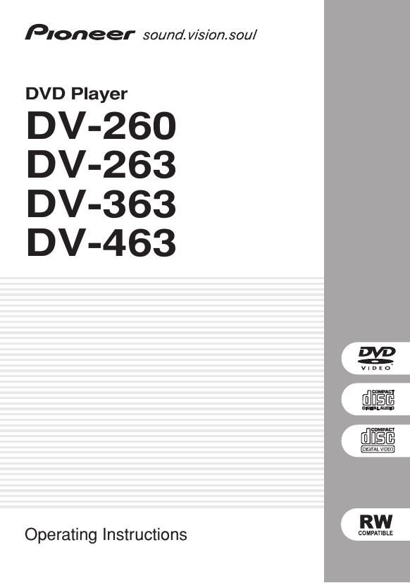 pioneer dv 260 owners manual