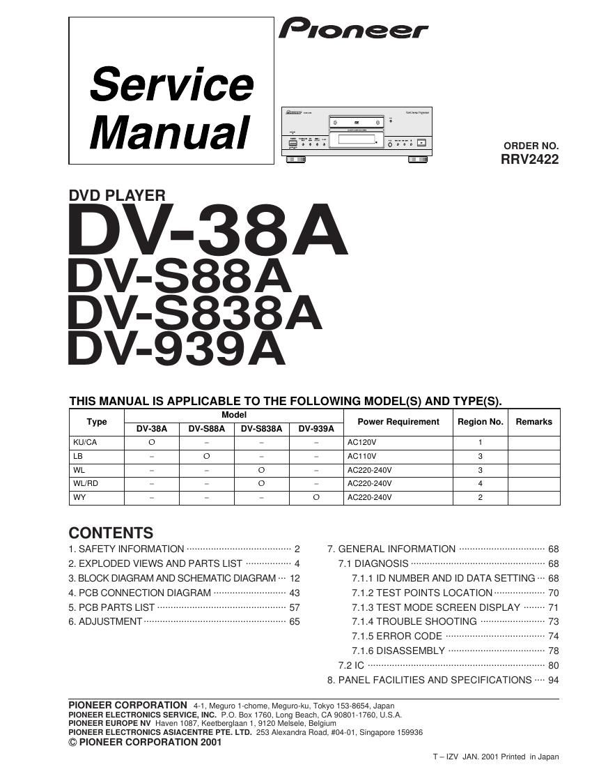 pioneer dvs 939 a service manual