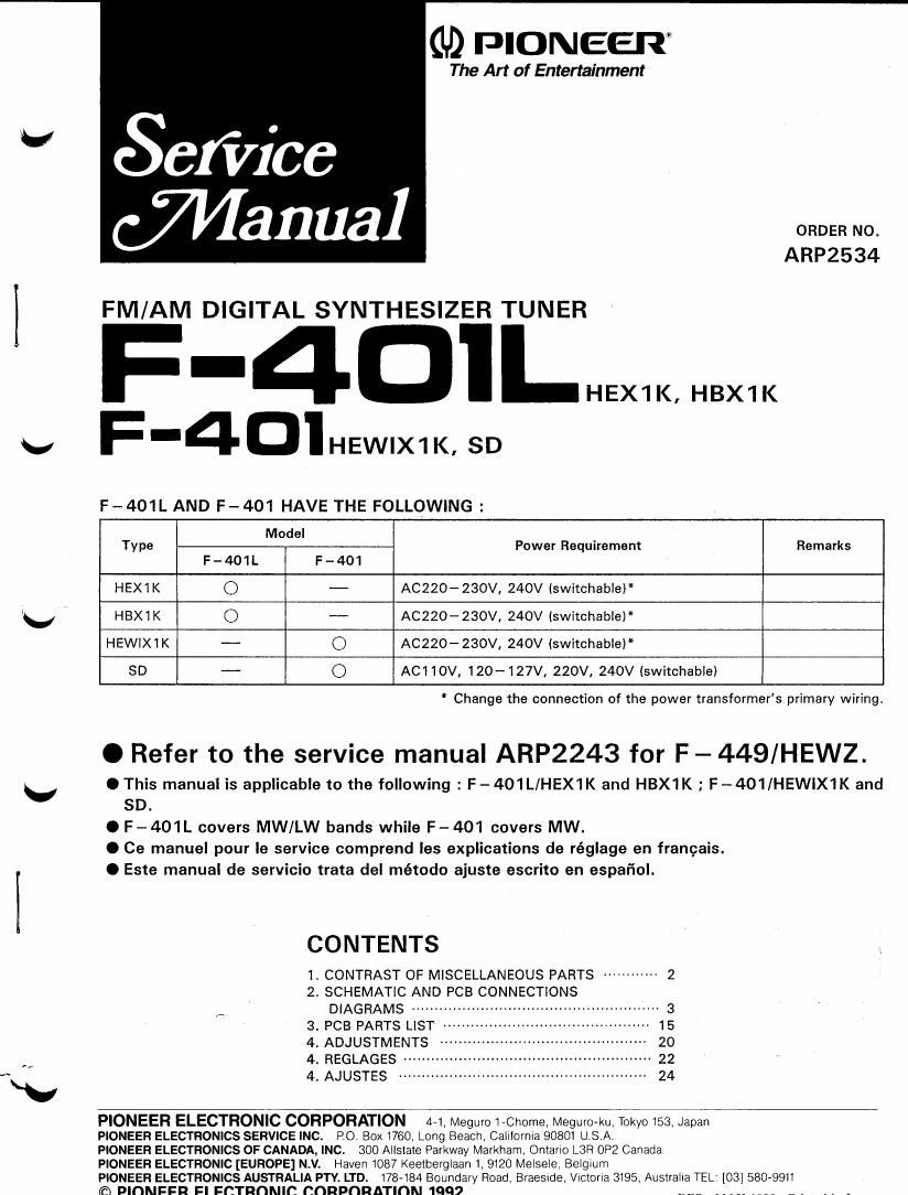 pioneer f 401 l schematic