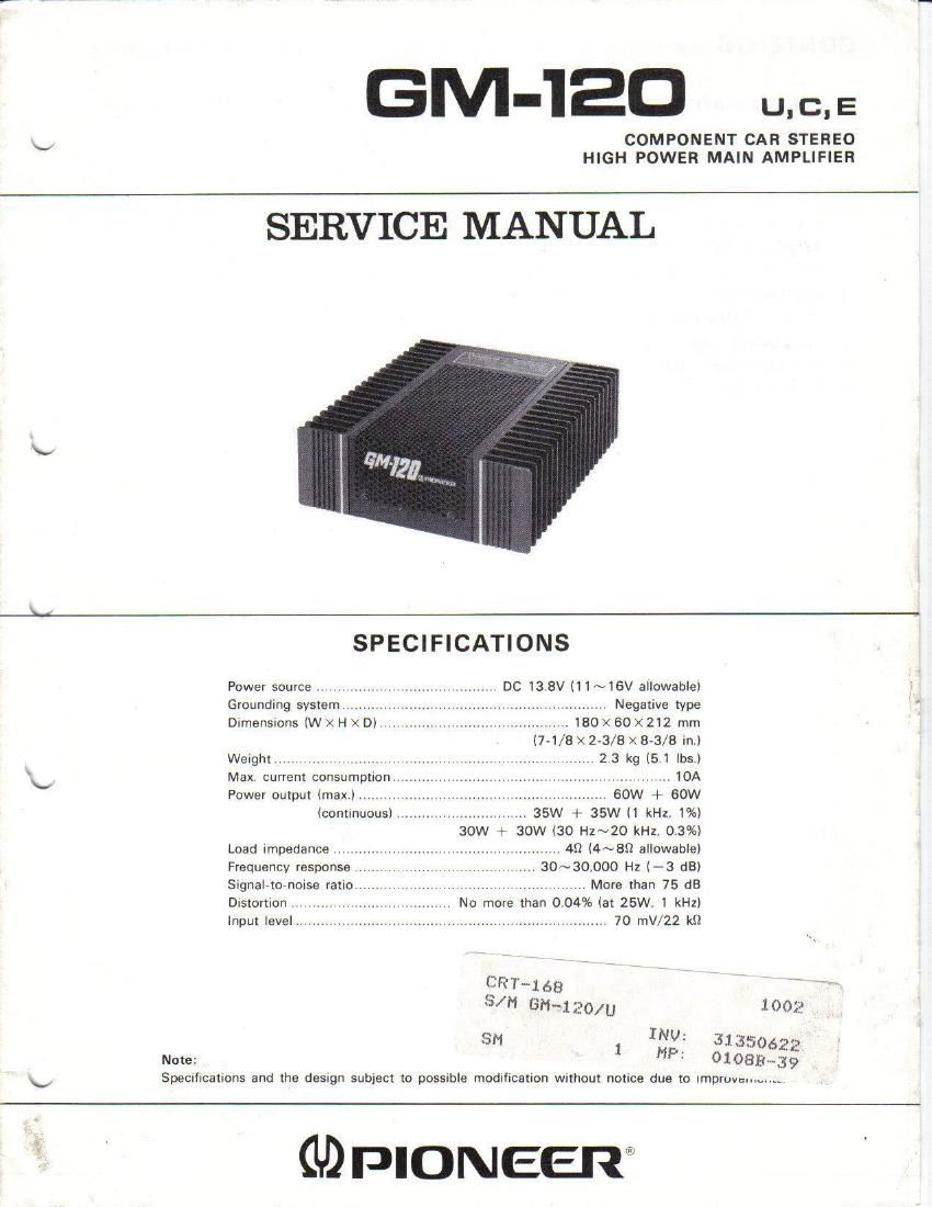 pioneer gm 120 service manual