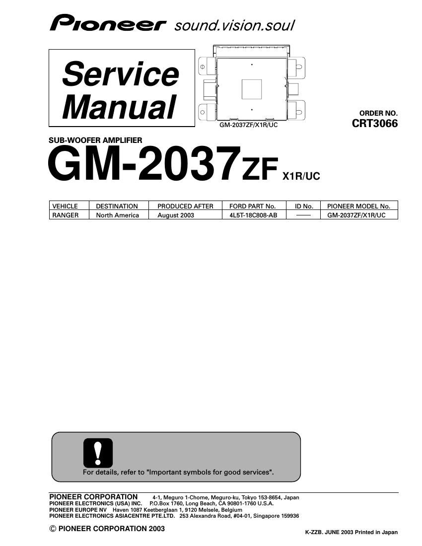 pioneer gm 2037 zf service manual