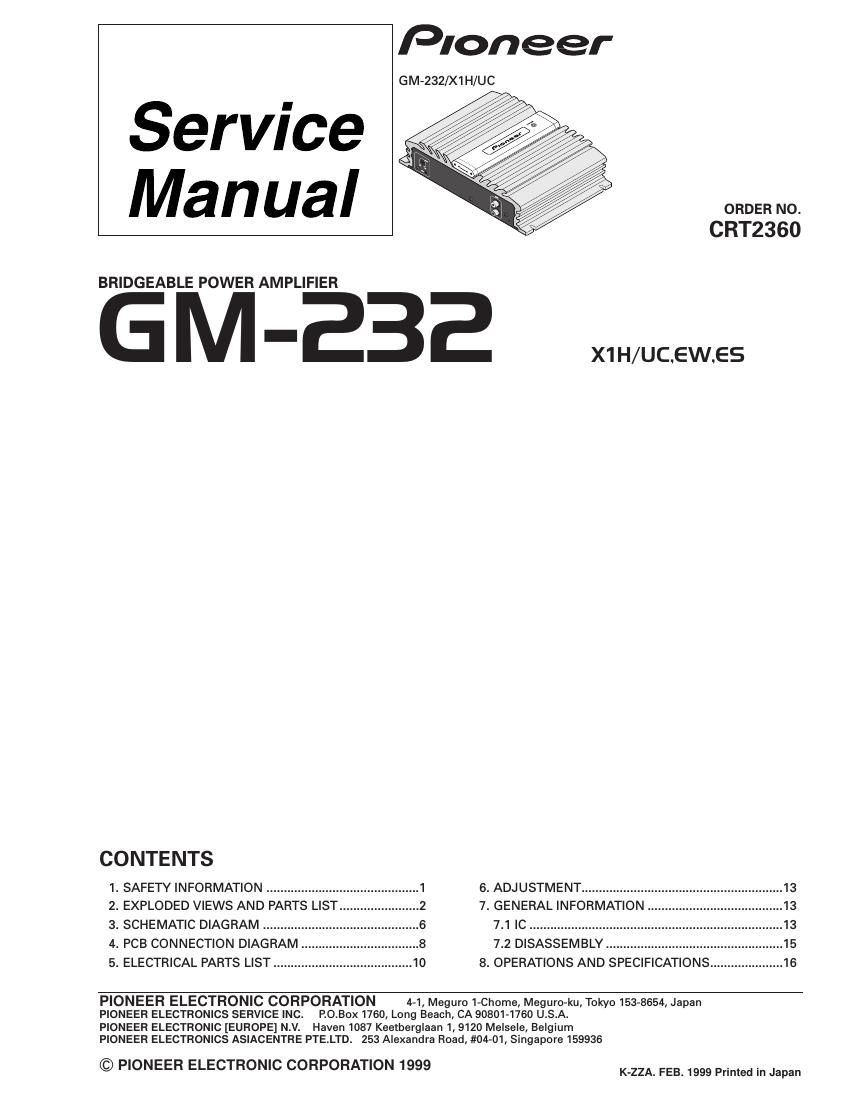 pioneer gm 232 service manual