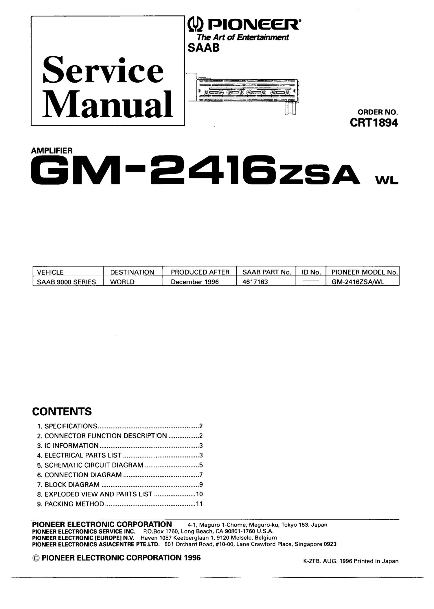 pioneer gm 2416 service manual