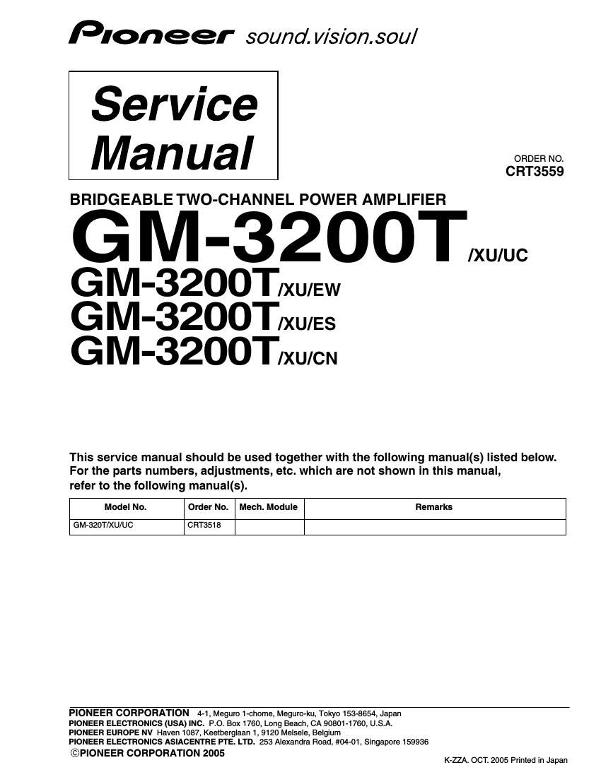 pioneer gm 3200 t service manual