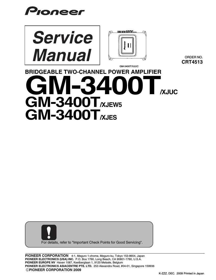 pioneer gm 3400 t service manual