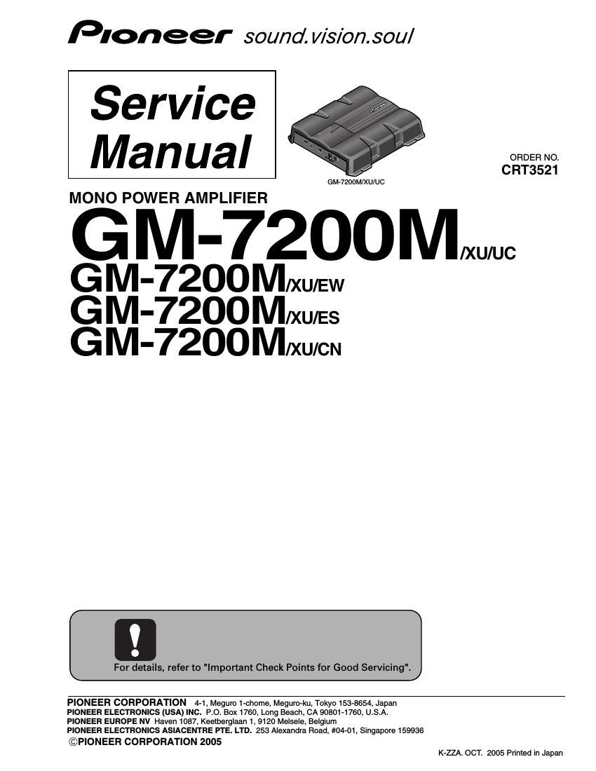 pioneer gm 7200 m service manual