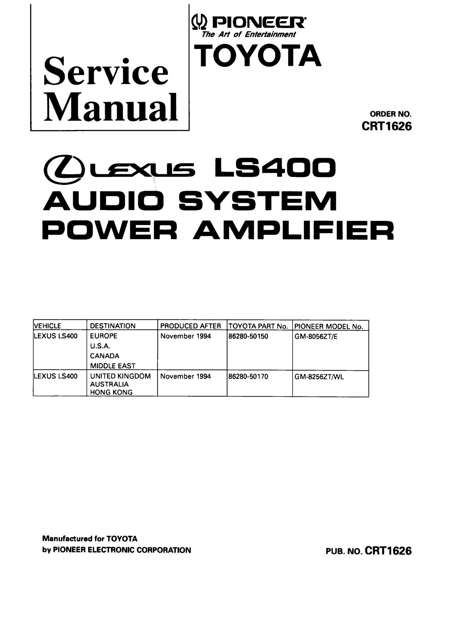 pioneer gm 8056 service manual