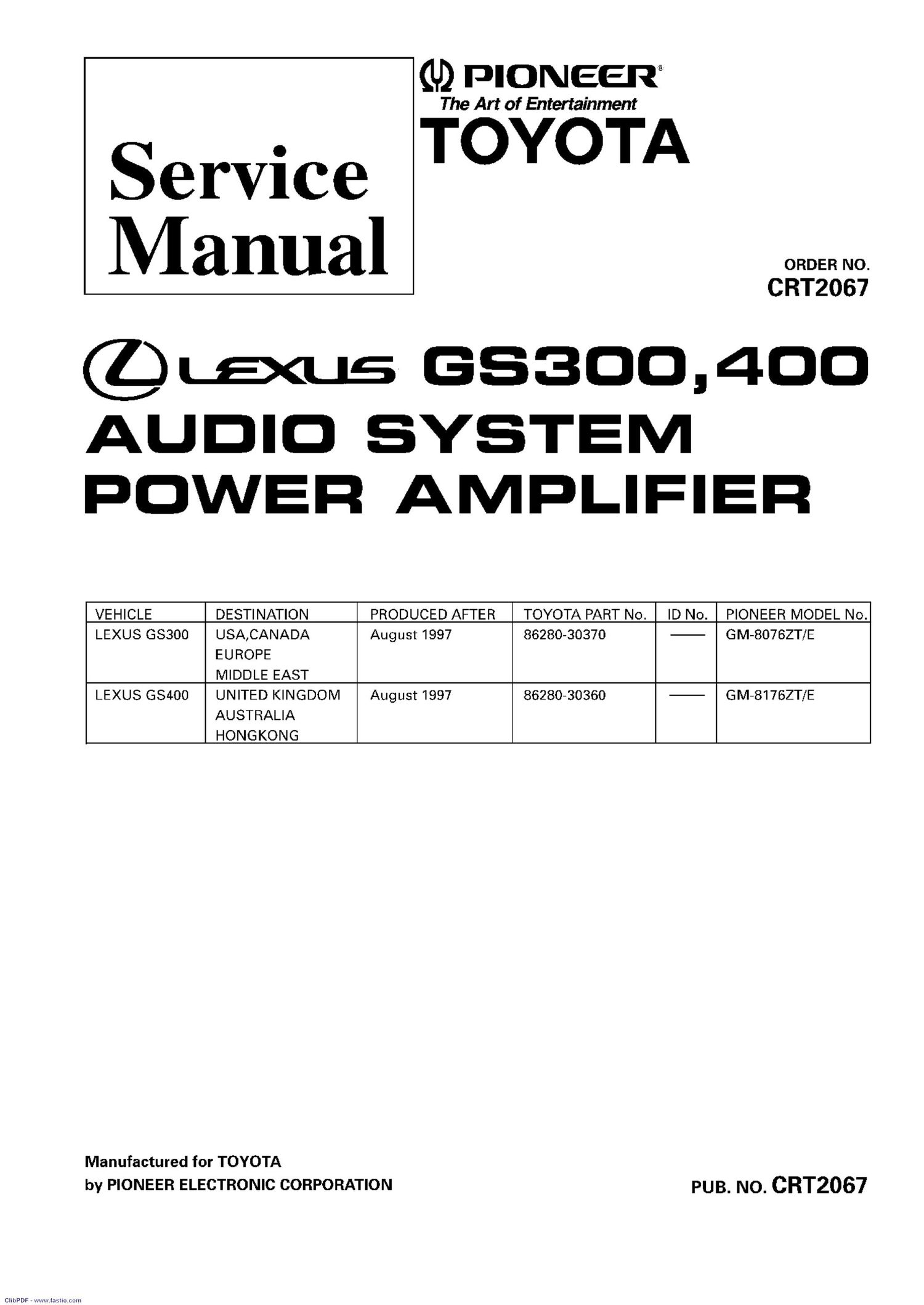 pioneer gm 8076 service manual