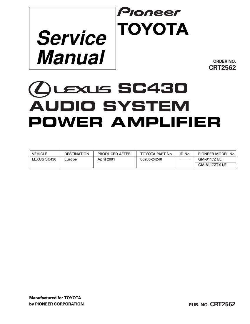 pioneer gm 8117 zt 91 service manual