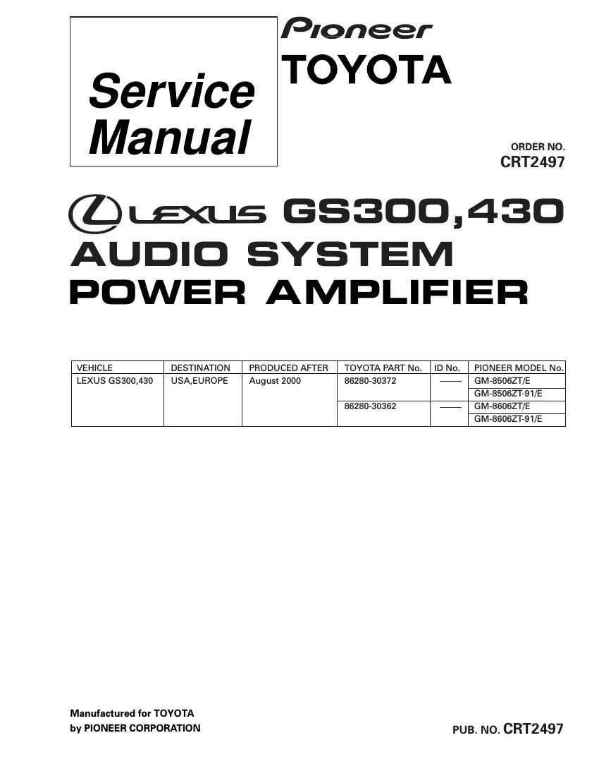 pioneer gm 8506 zt 91 service manual