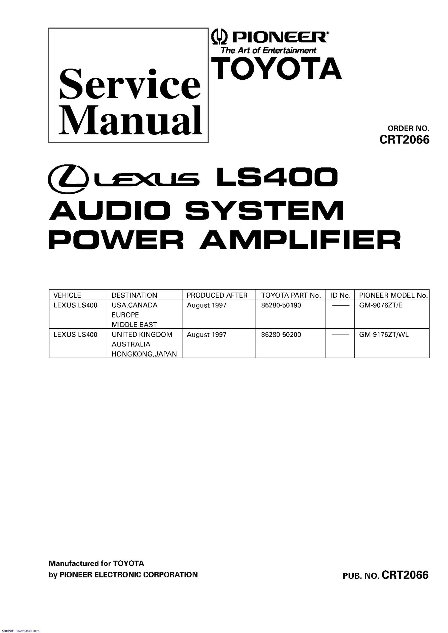 pioneer gm 9076 service manual