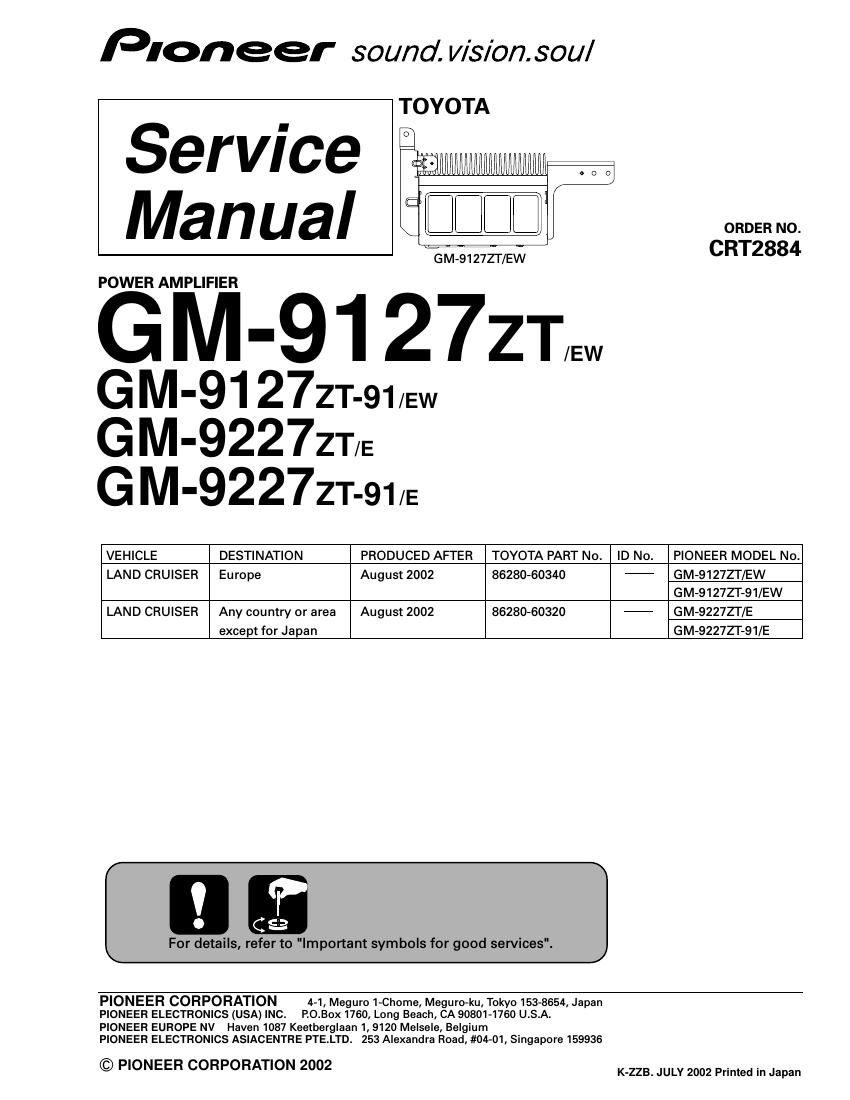 pioneer gm 9127 zt 91 service manual